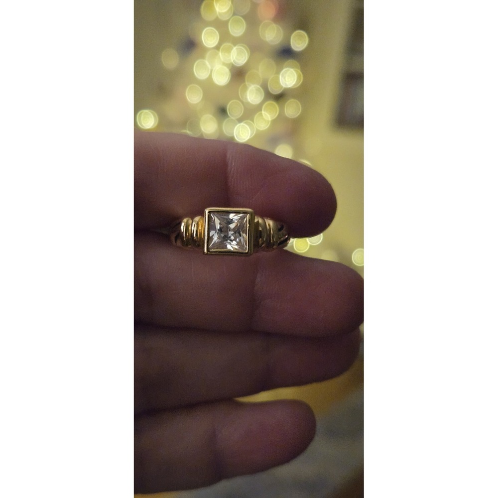 14kgp Ring CZ Square Stone Plated NWT Stunning!
